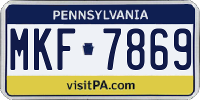 PA license plate MKF7869