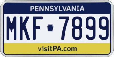PA license plate MKF7899