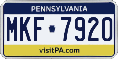 PA license plate MKF7920