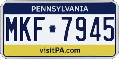 PA license plate MKF7945