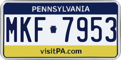 PA license plate MKF7953