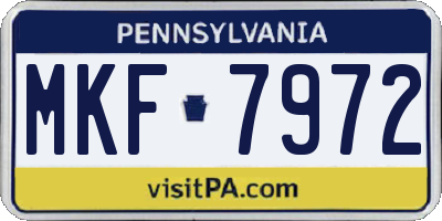 PA license plate MKF7972