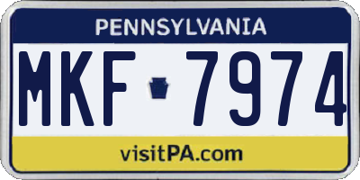 PA license plate MKF7974