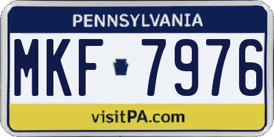 PA license plate MKF7976
