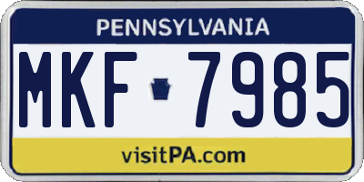 PA license plate MKF7985
