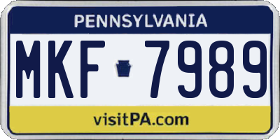 PA license plate MKF7989