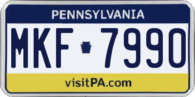 PA license plate MKF7990