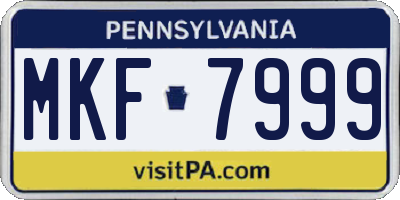 PA license plate MKF7999