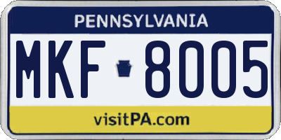 PA license plate MKF8005