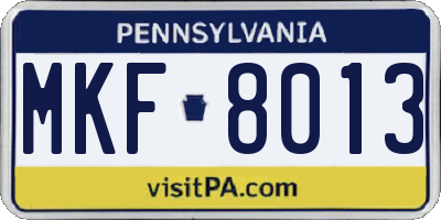 PA license plate MKF8013