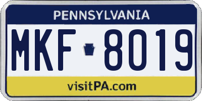 PA license plate MKF8019