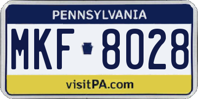 PA license plate MKF8028