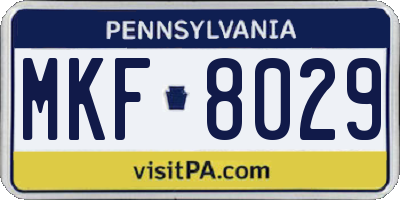 PA license plate MKF8029