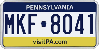 PA license plate MKF8041