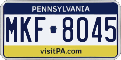 PA license plate MKF8045