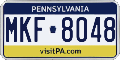 PA license plate MKF8048