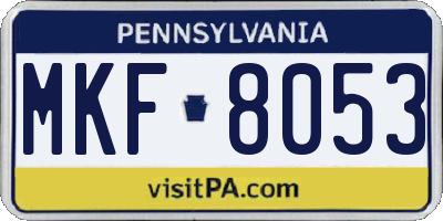 PA license plate MKF8053