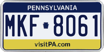 PA license plate MKF8061