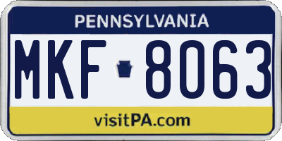 PA license plate MKF8063