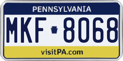 PA license plate MKF8068