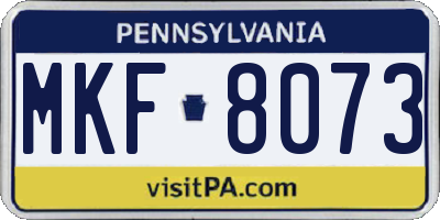 PA license plate MKF8073