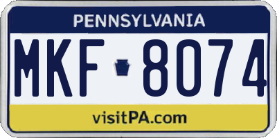 PA license plate MKF8074