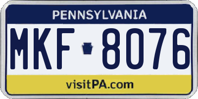 PA license plate MKF8076
