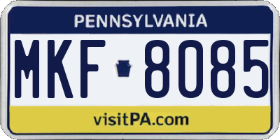 PA license plate MKF8085