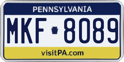 PA license plate MKF8089