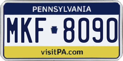 PA license plate MKF8090