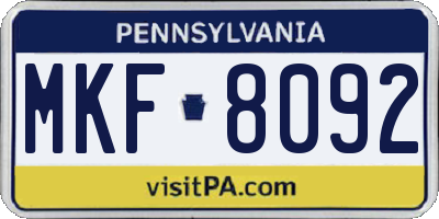 PA license plate MKF8092