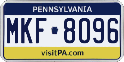 PA license plate MKF8096