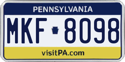 PA license plate MKF8098
