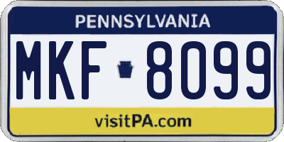 PA license plate MKF8099