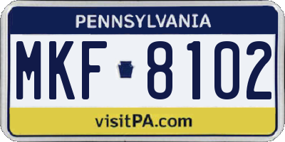 PA license plate MKF8102