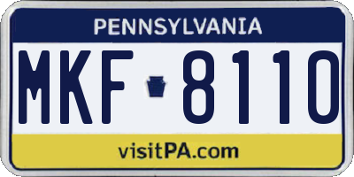 PA license plate MKF8110