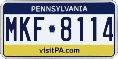 PA license plate MKF8114