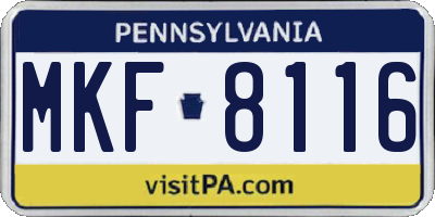 PA license plate MKF8116