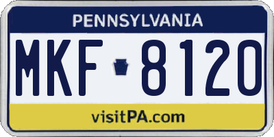 PA license plate MKF8120