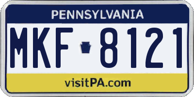 PA license plate MKF8121