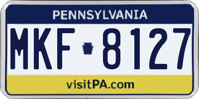 PA license plate MKF8127