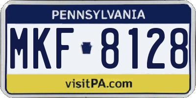 PA license plate MKF8128