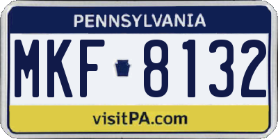 PA license plate MKF8132