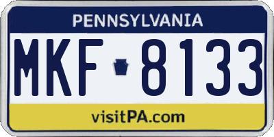 PA license plate MKF8133