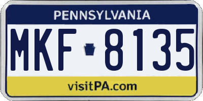 PA license plate MKF8135