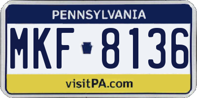 PA license plate MKF8136