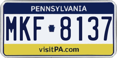 PA license plate MKF8137