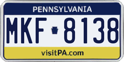 PA license plate MKF8138