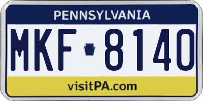 PA license plate MKF8140