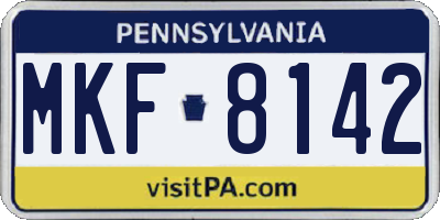 PA license plate MKF8142